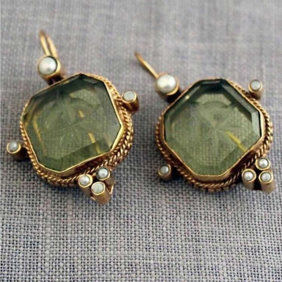 Luxe natural gemstone dangle earrings - Picture 1 of 5